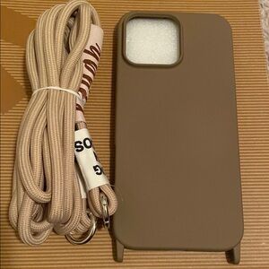 Brown iPhone 16 Pro max Case with long Strap